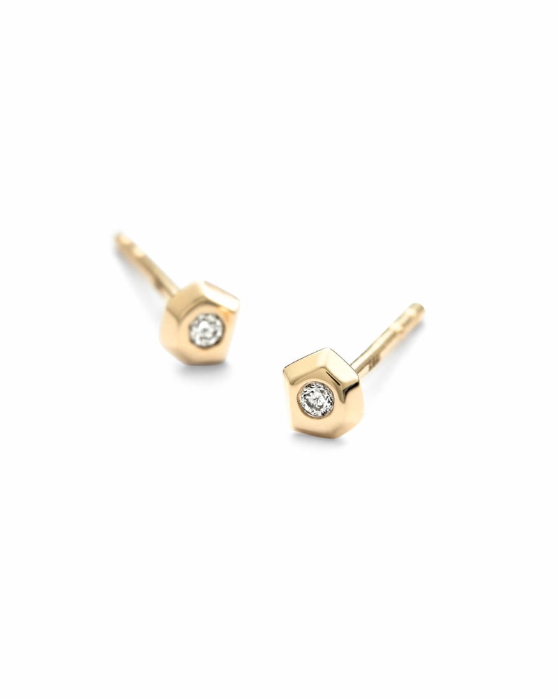 Janiya 14k Yellow Gold Stud Earrings in White Diamond image number 2