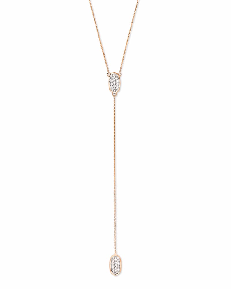 Jubiee 14k Rose Gold Y Necklace in White Diamond image number 3