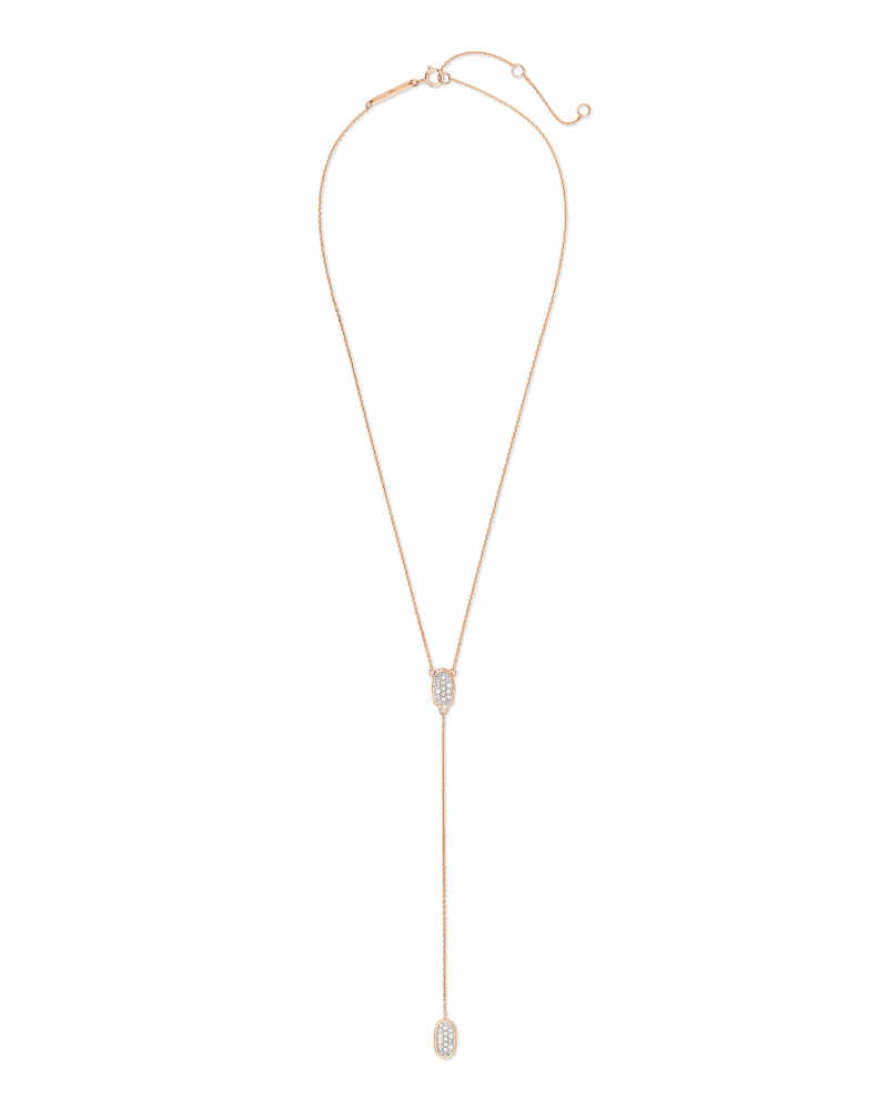 Jubiee 14k Rose Gold Y Necklace in White Diamond image number 2