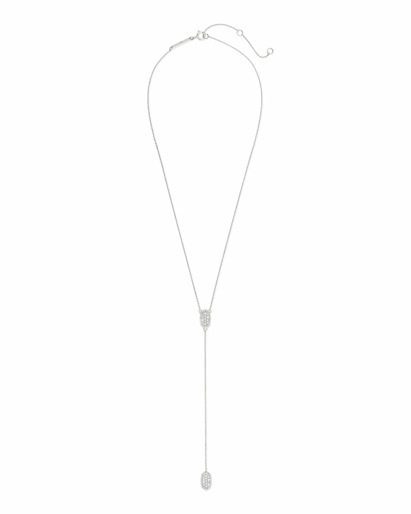 Jubiee 14k White Gold Y Necklace in White Diamond image number 2