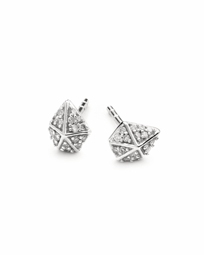 Manet 14k White Gold Stud Earrings in White Diamond image number null
