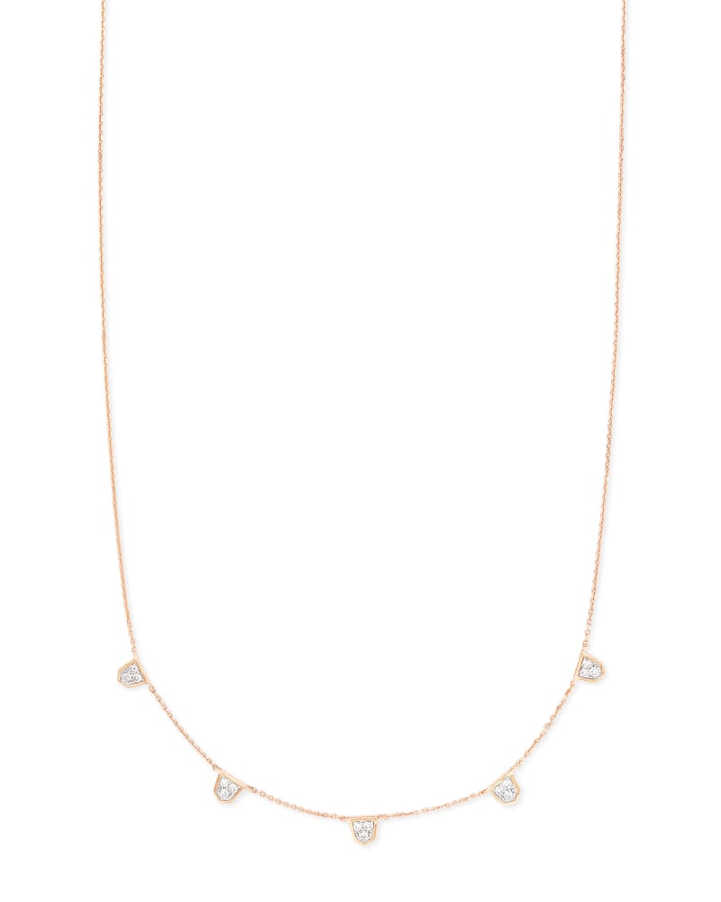 Shannon 14k Rose Gold Collar Necklace in White Diamond image number 0