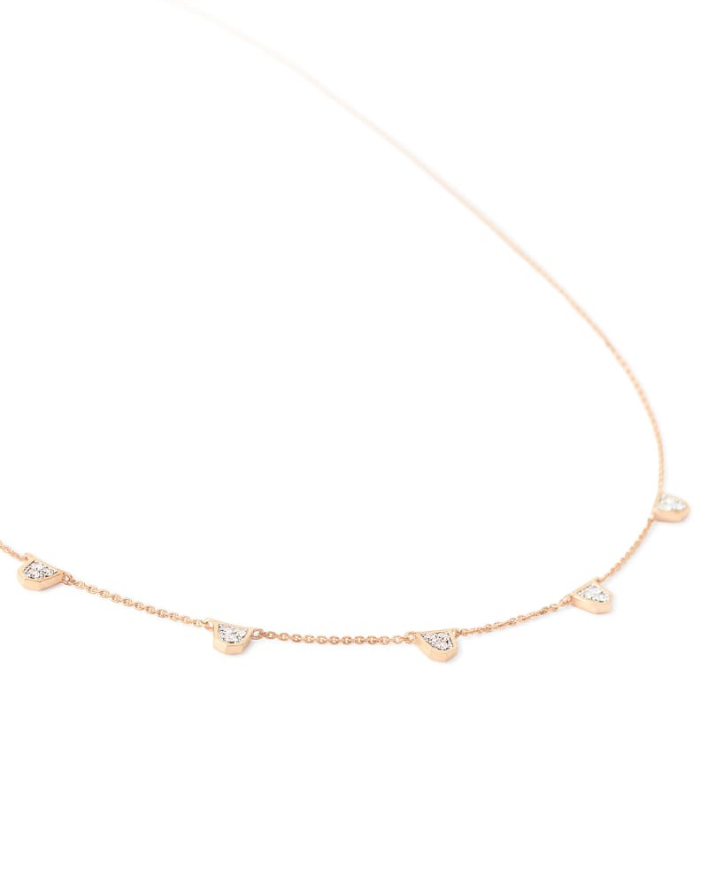 Shannon 14k Rose Gold Collar Necklace in White Diamond image number 1