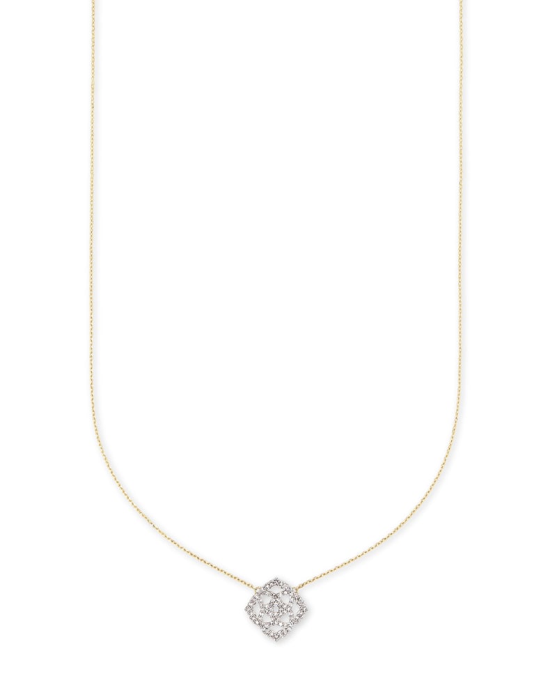Fleur 14k Yellow Gold Pave Pendant Necklace in White Diamond image number 0