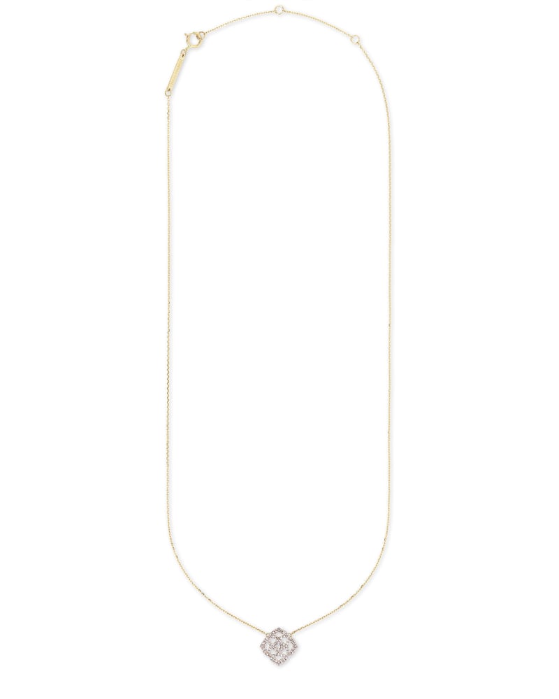 Fleur 14k Yellow Gold Pave Pendant Necklace in White Diamond image number 3