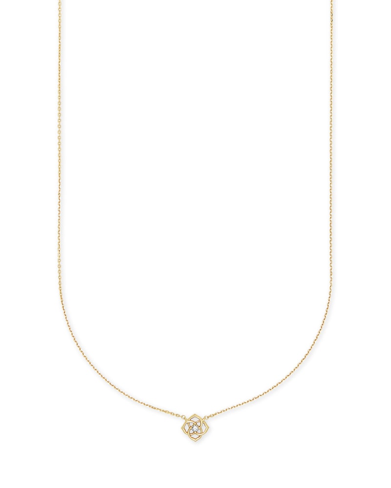 Fleur 14k Yellow Gold Pendant Necklace in White Diamond image number 0