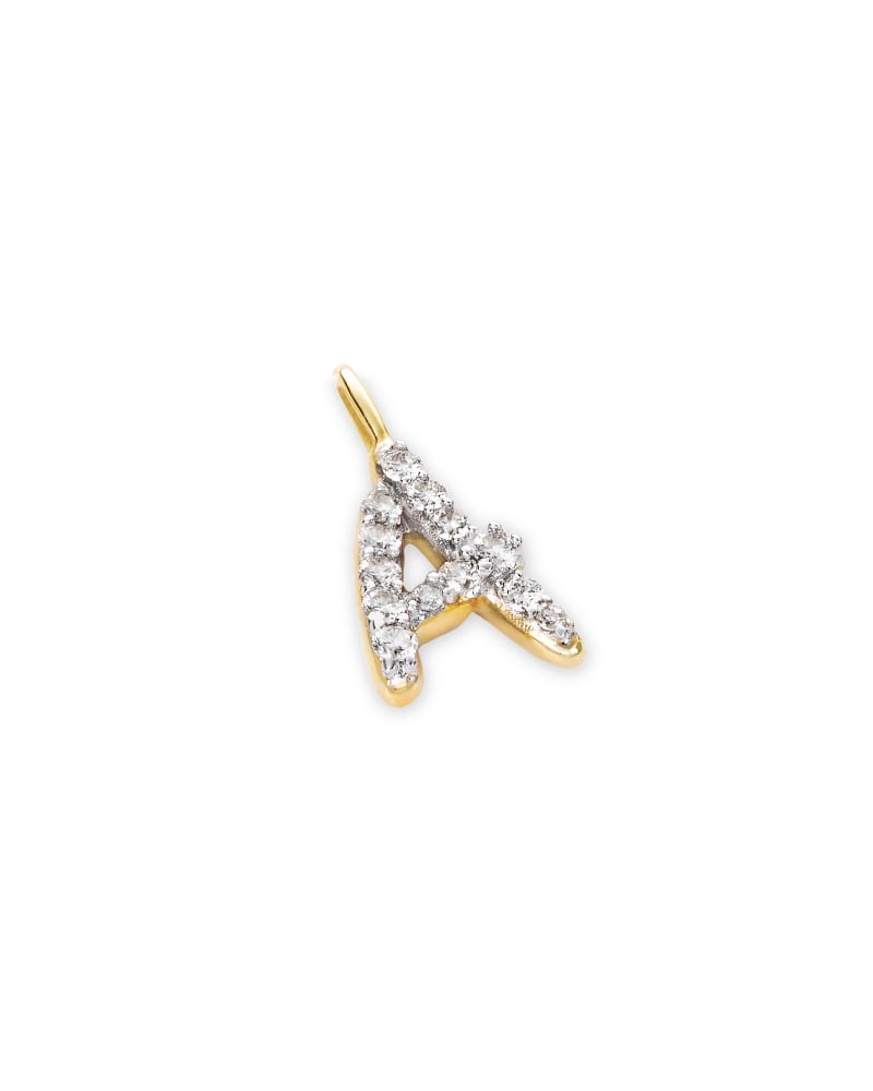 14k Yellow Gold Letter A Charm in White Diamond image number 1