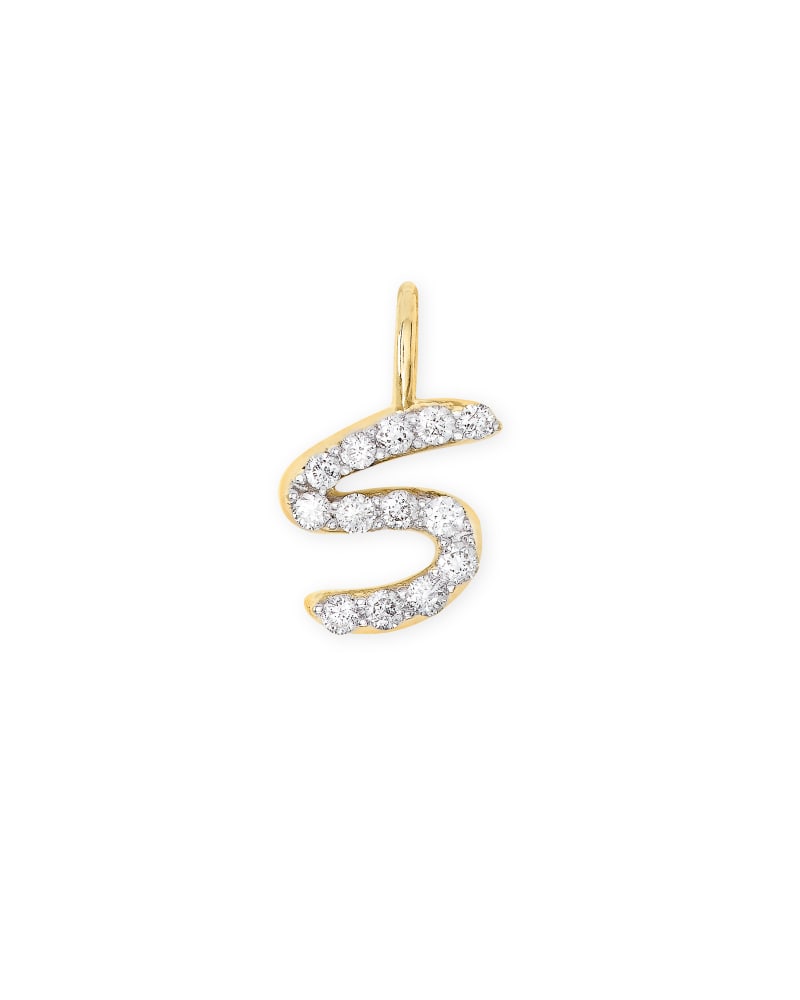 14k Yellow Gold Letter S Charm In White Diamond Kendra Scott