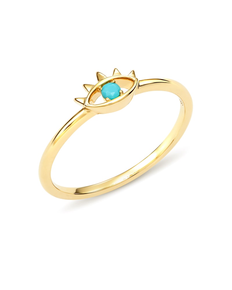 Adena 14k Yellow Gold Band Ring in Turquoise image number 2