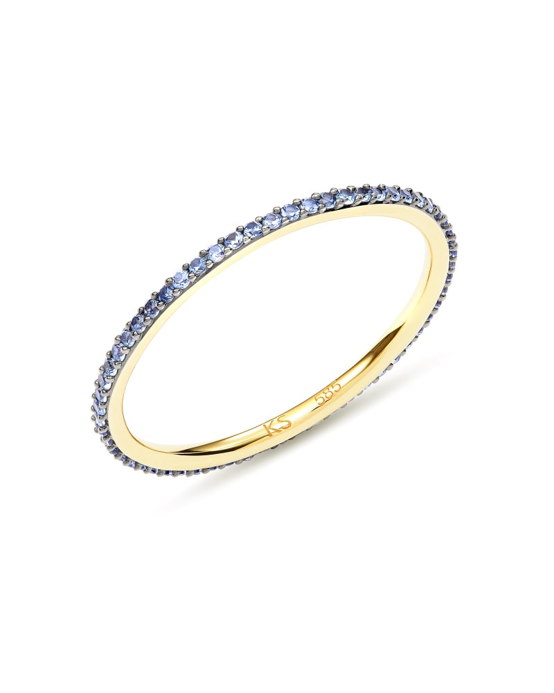 Angelina 14k Yellow Gold Band Ring in Blue Sapphire image number 2