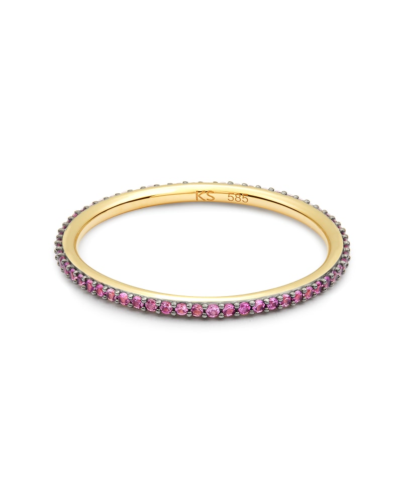 Angelina 14k Yellow Gold Band Ring in Pink Sapphire - 6 | Kendra Scott