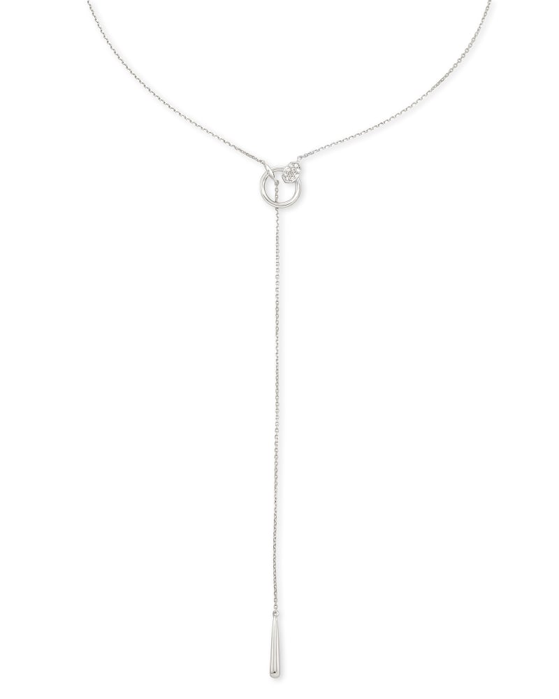Tegan 14k White Gold Y Necklace in White Diamond image number 4