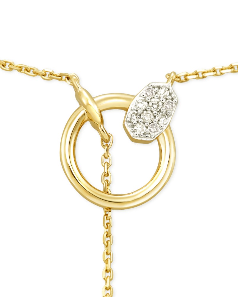 Tegan 14k Yellow Gold Y Necklace in White Diamond image number 3