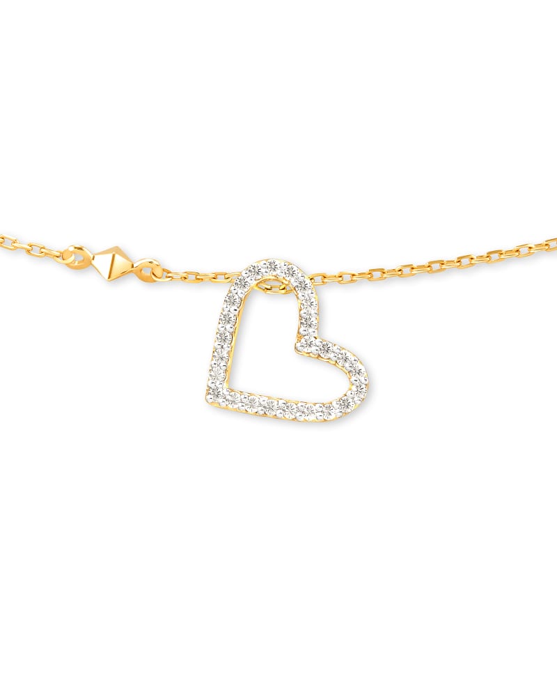 Open Heart 14k Yellow Gold Pendant Necklace in White Diamond image number 2