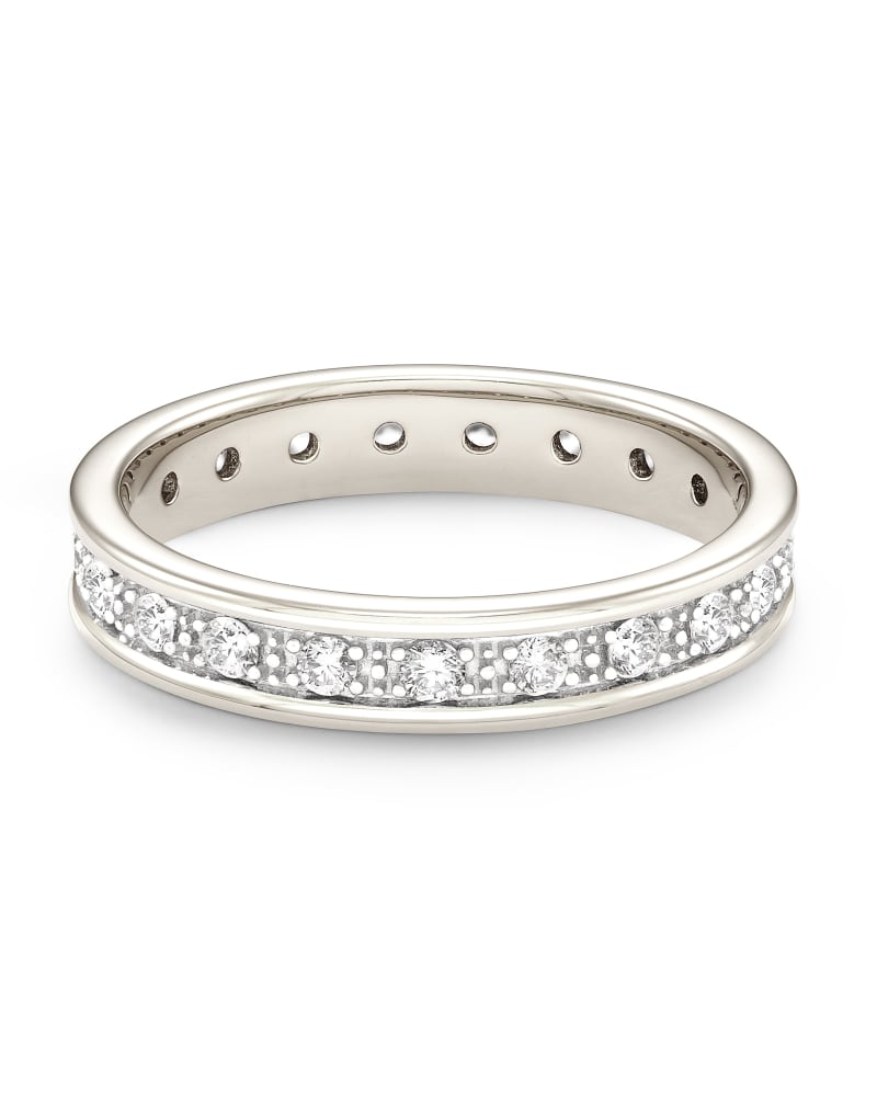 Drew 14k White Gold Band Ring in White Diamond image number 0
