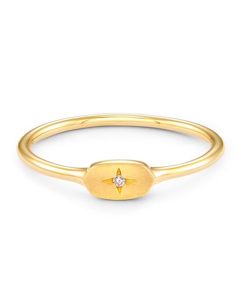 Fern 14k Yellow Gold Band Ring in White Diamond image number 0