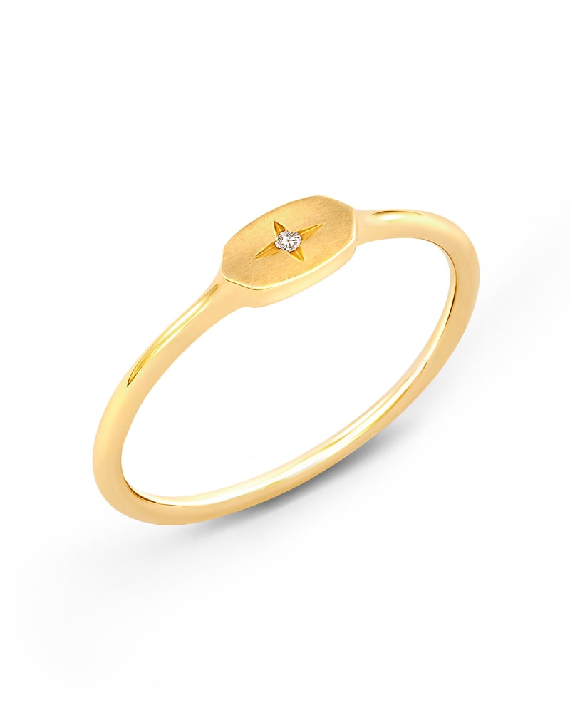 Fern 14k Yellow Gold Band Ring in White Diamond image number 2