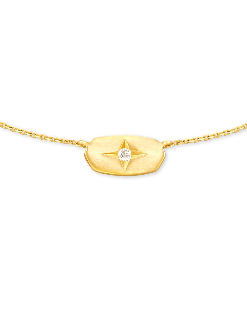 Fern 14k Yellow Gold Pendant Necklace in White Diamond image number 2