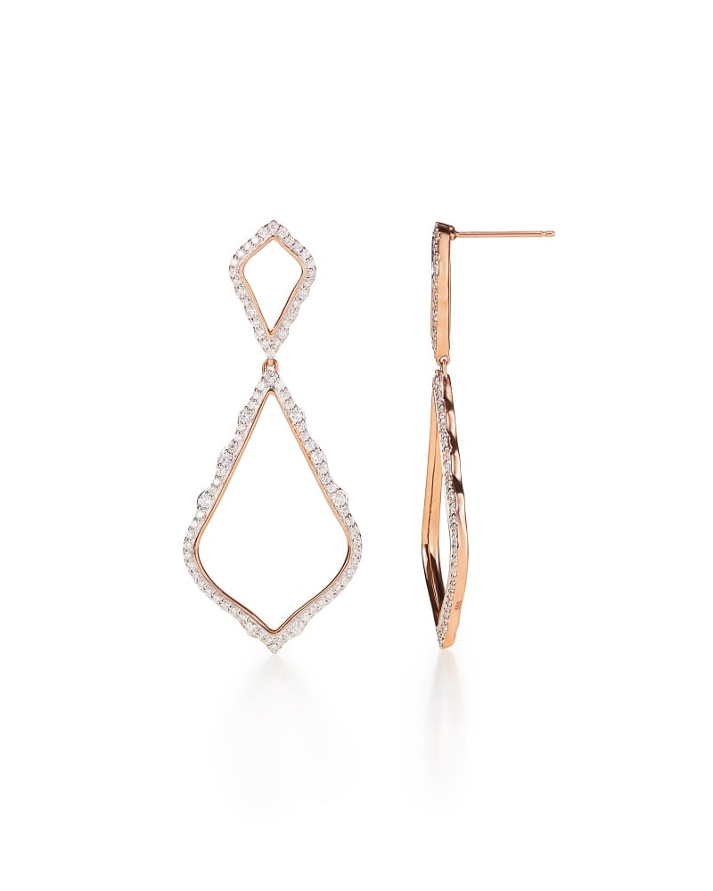 Alexa Statement Earrings Pave Diamond and 14k Rose Gold | Kendra Scott