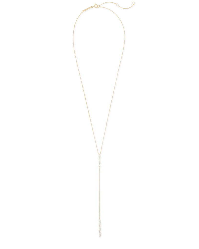 Remington 14k Yellow Gold Y Necklace in White Diamonds image number 3