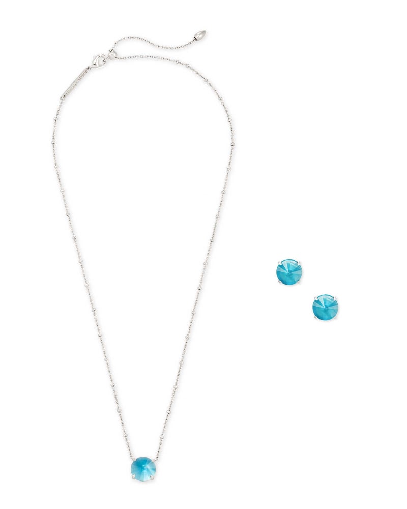 Jolie Necklace And Earring Silver Gift Set Peacock Blue Illusion Kendra Scott The jewelry were beautiful and the price was so reasonable. jolie necklace and earring silver gift