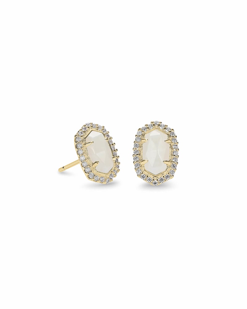 Cade Gold Stud Earrings in White Pearl Kendra Scott Kendra