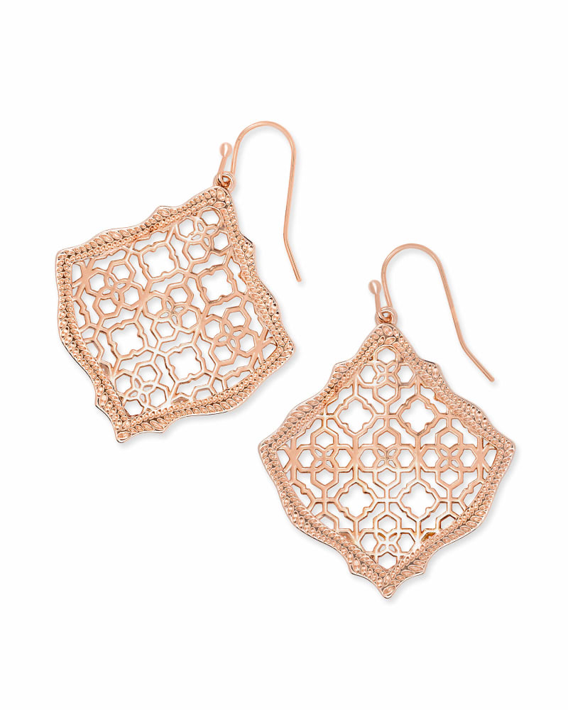 Kirsten Rose Gold Drop Earrings in Rose Gold Filigree image number 0