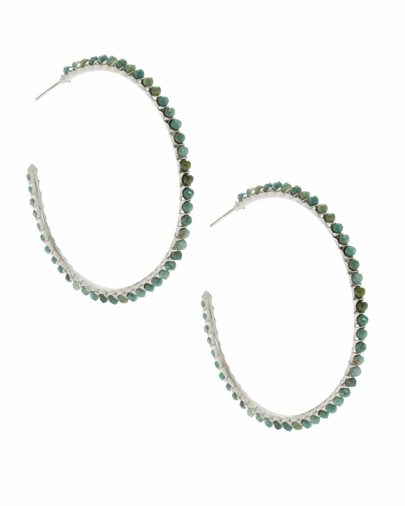 Birdie Silver Hoop Earrings in African Turquoise image number 0