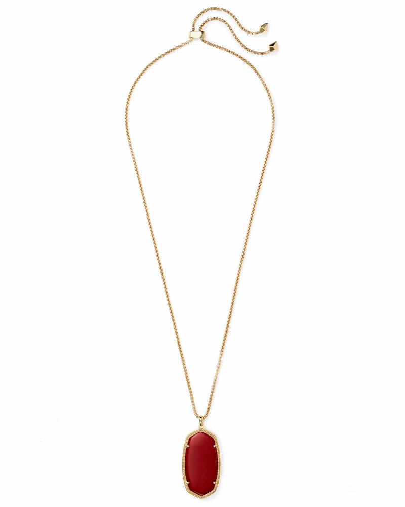 Reid Gold Long Pendant Necklace in Dark Red image number 1