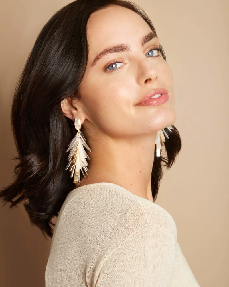 Jasper Gold Statement Earrings in Ivory Mix image number 1