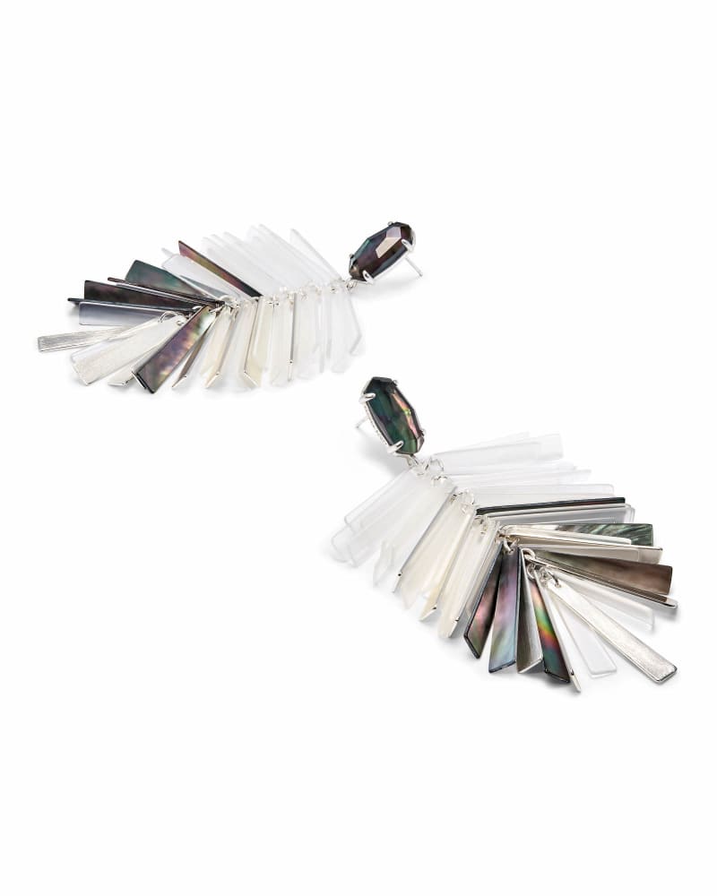 Jasper Bright Silver Statement Earrings in Black Mix image number 2