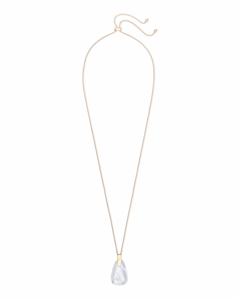 Maeve Gold Long Pendant Necklace in Ivory Pearl image number 2