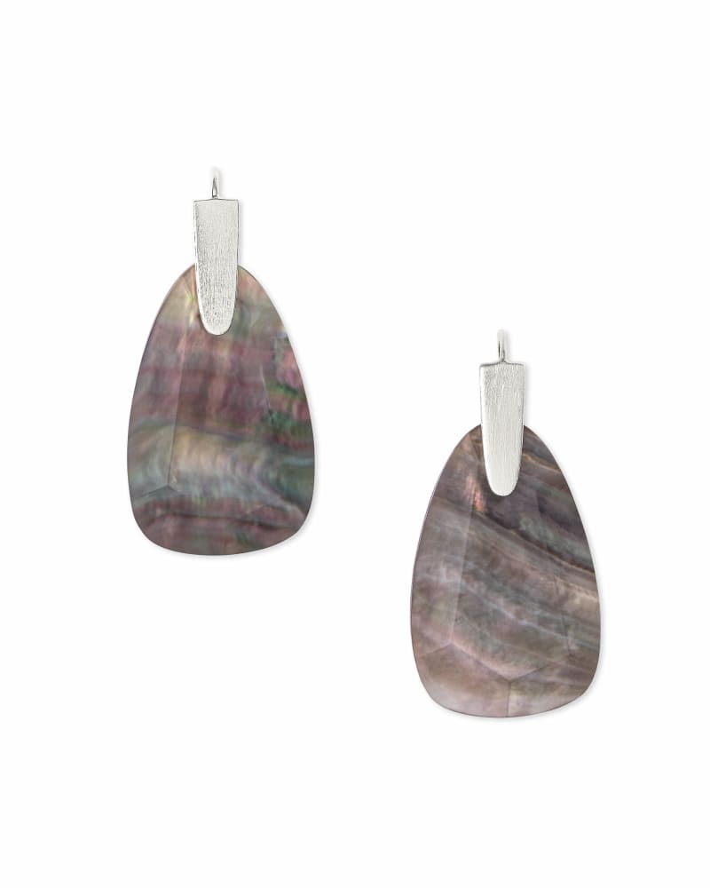 Marty Bright Silver Drop Earrings in Black Mother-of-Pearl image number 0