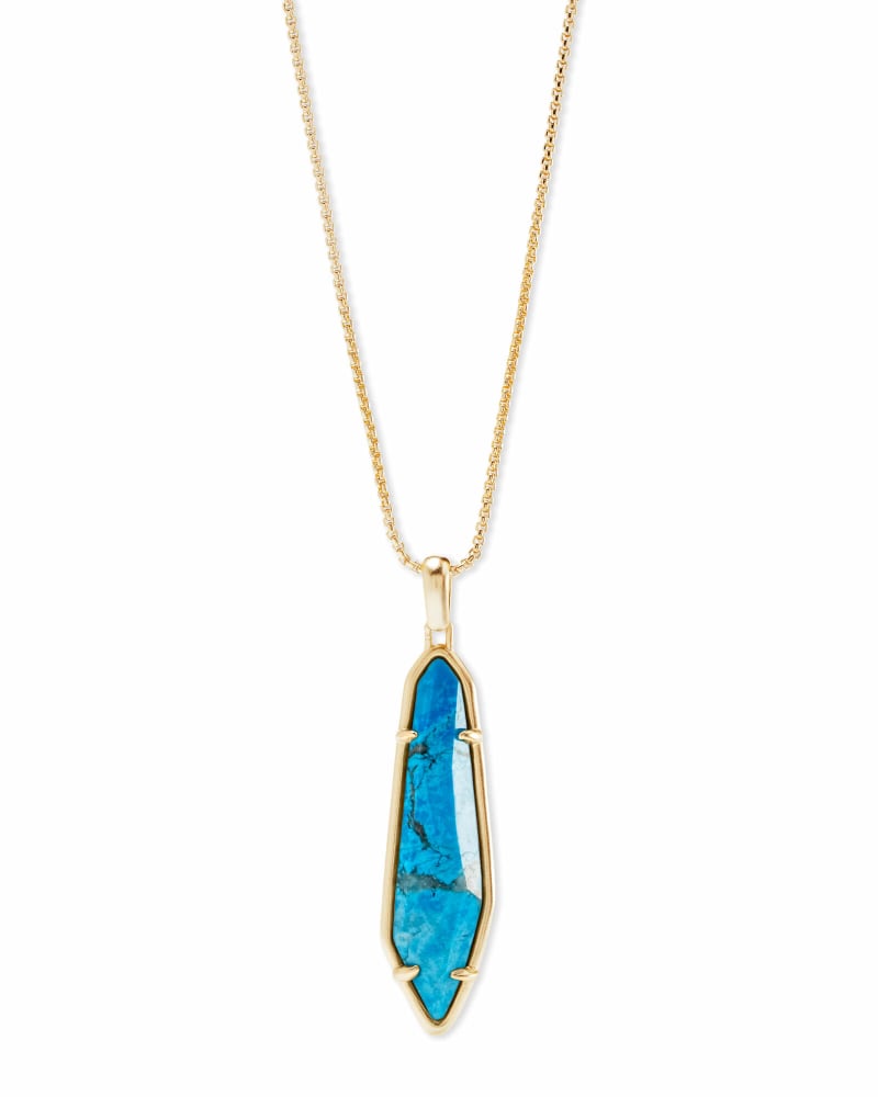 Cassidy Gold Pendant Necklace In Aqua Howlite image number 0