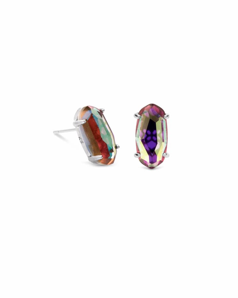 Betty Silver Stud Earrings in Gray Dichroic Glass image number 0