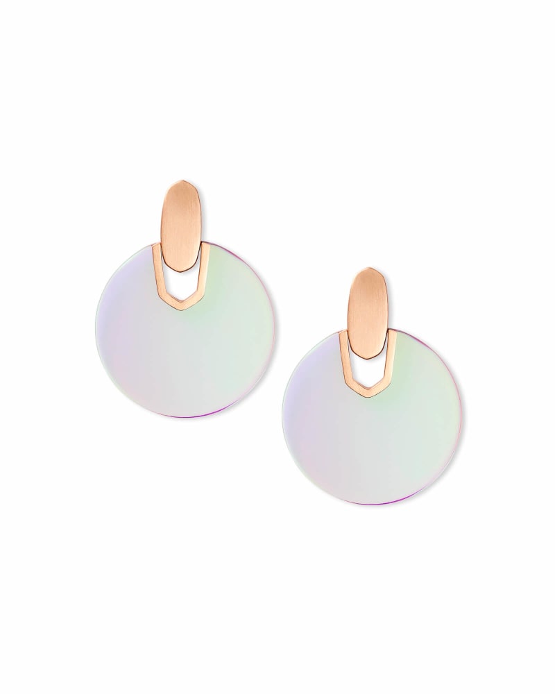 Didi Rose Gold Statement Earrings in Blush Dichroic Glass | Kendra