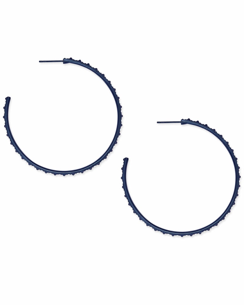 Val Navy Gunmetal Hoop Earrings In Iridescent Crystal Kendra Scott