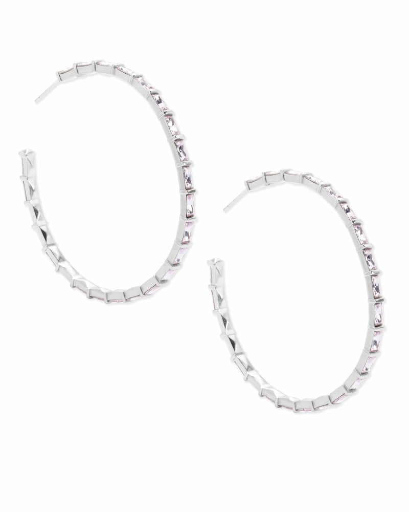 Thora Silver Hoop Earrings in Lilac Crystal image number 0