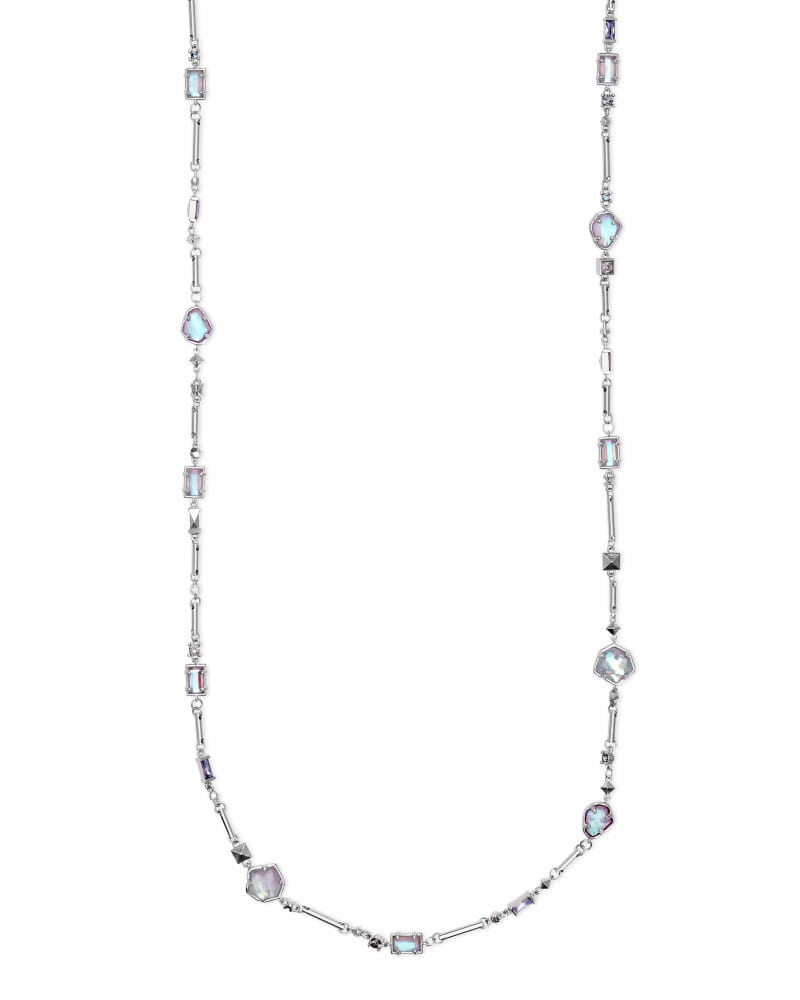 Yazmin Silver Long Pendant Necklace in Amethyst Mix image number 0