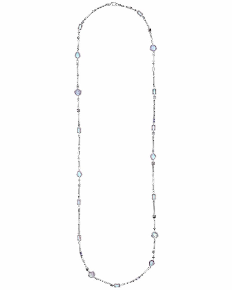 Yazmin Silver Long Pendant Necklace in Amethyst Mix image number 2