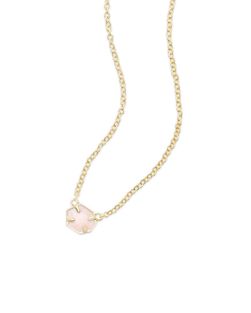 Mabel Gold Pendant Necklace in Rose Quartz image number 0