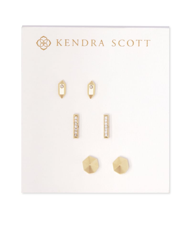 gold stud earring set