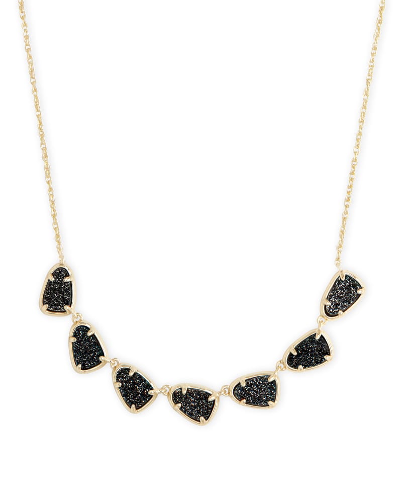 Susanna Gold Collar Necklace in Black 