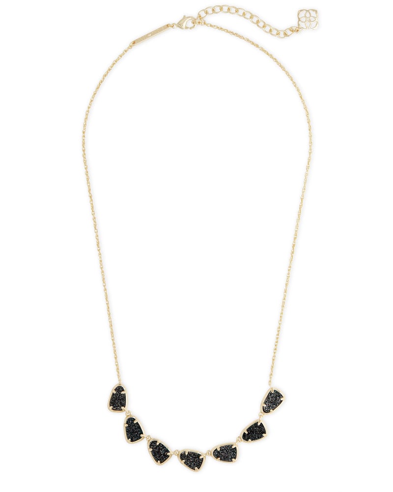Susanna Gold Collar Necklace in Black Drusy image number 2