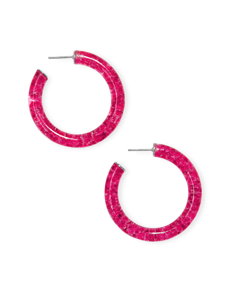 Sonnie Sterling Silver Hoop Earrings in Deep Blush Quartz Kendra Scott