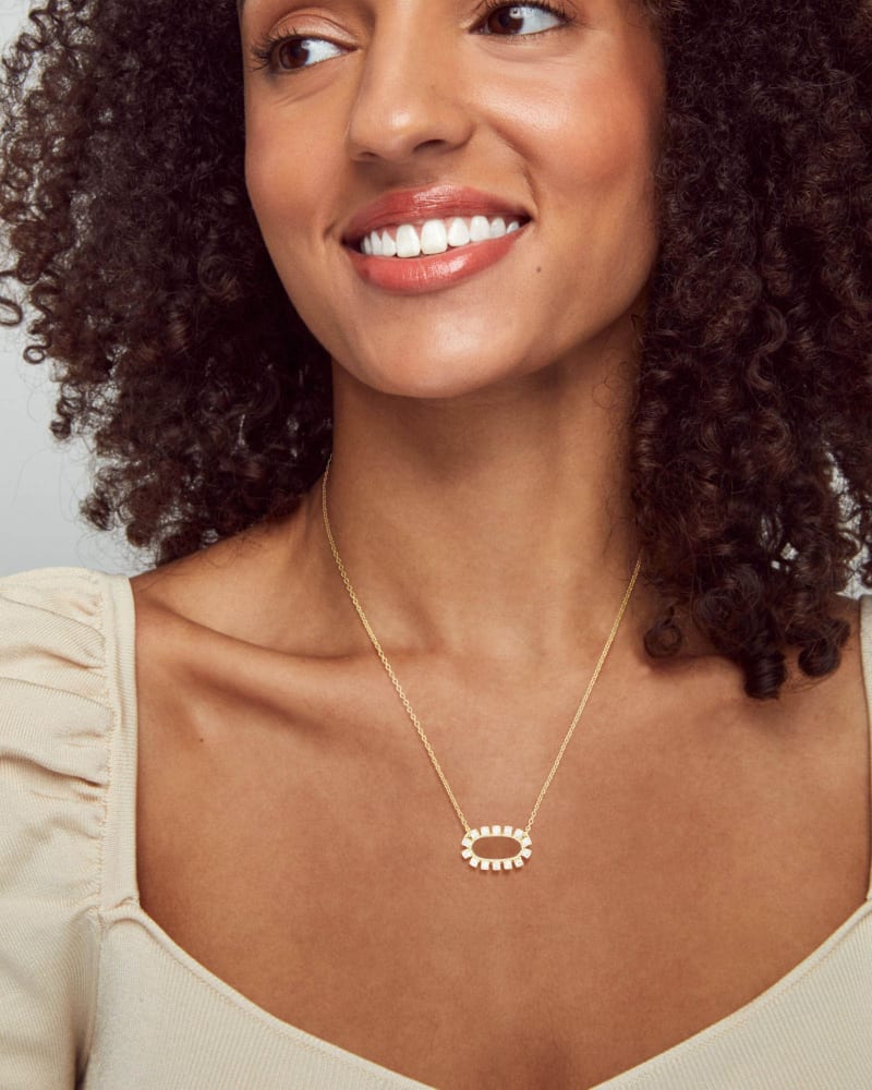 Elisa Open Frame Crystal Pendant Necklace in Gold Kendra Scott