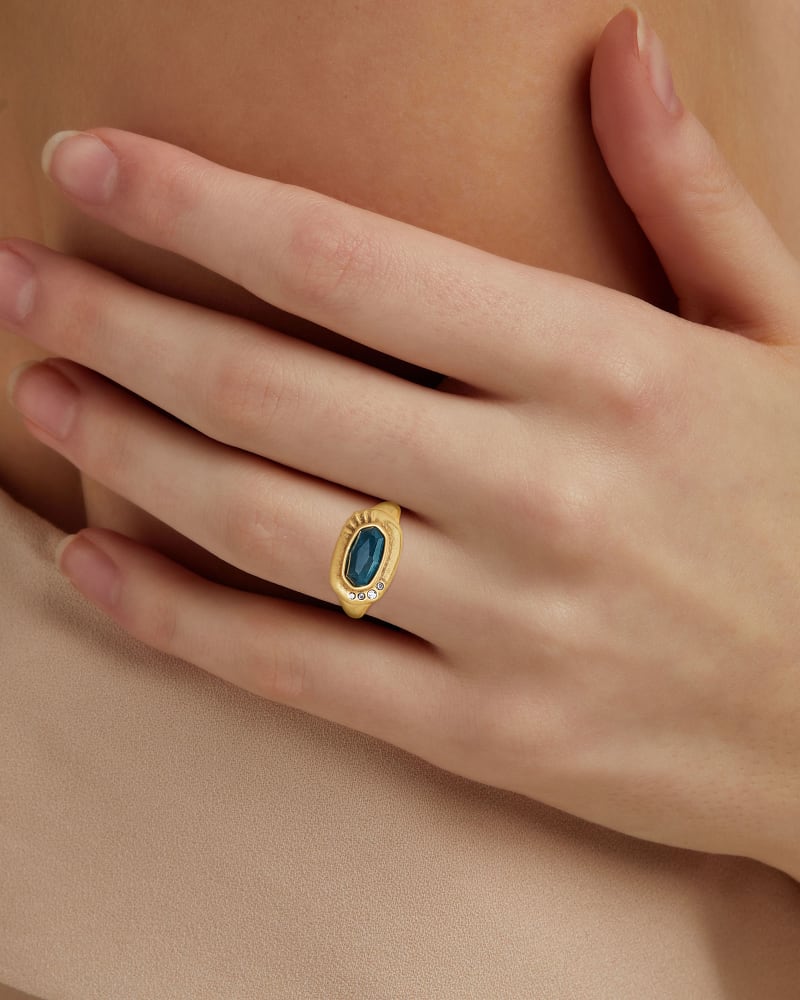 Anna Vintage Gold Band Ring In Teal Apatite Kendra Scott