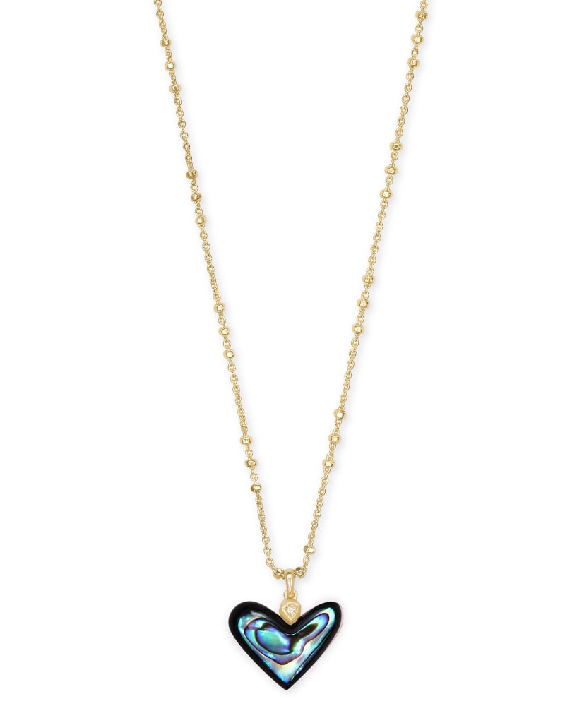 Poppy Heart Gold Pendant Necklace in Abalone image number 0