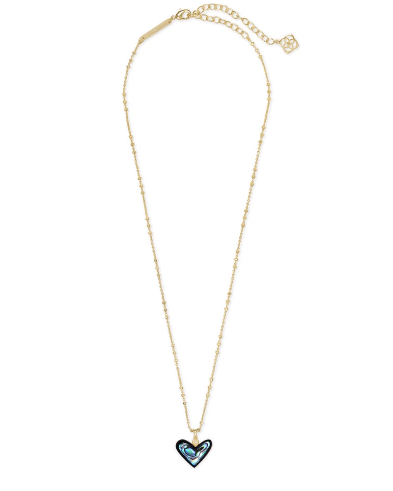 Poppy Heart Gold Pendant Necklace in Abalone image number 3