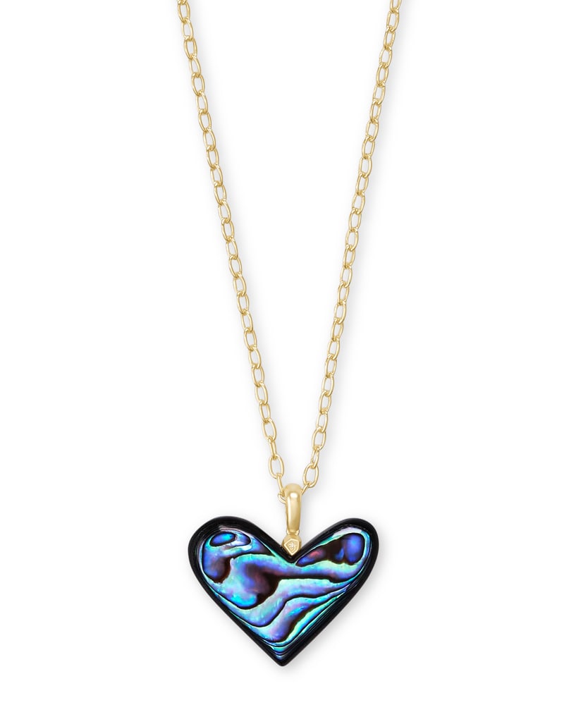 Poppy Heart Gold Long Pendant Necklace in Abalone image number 0